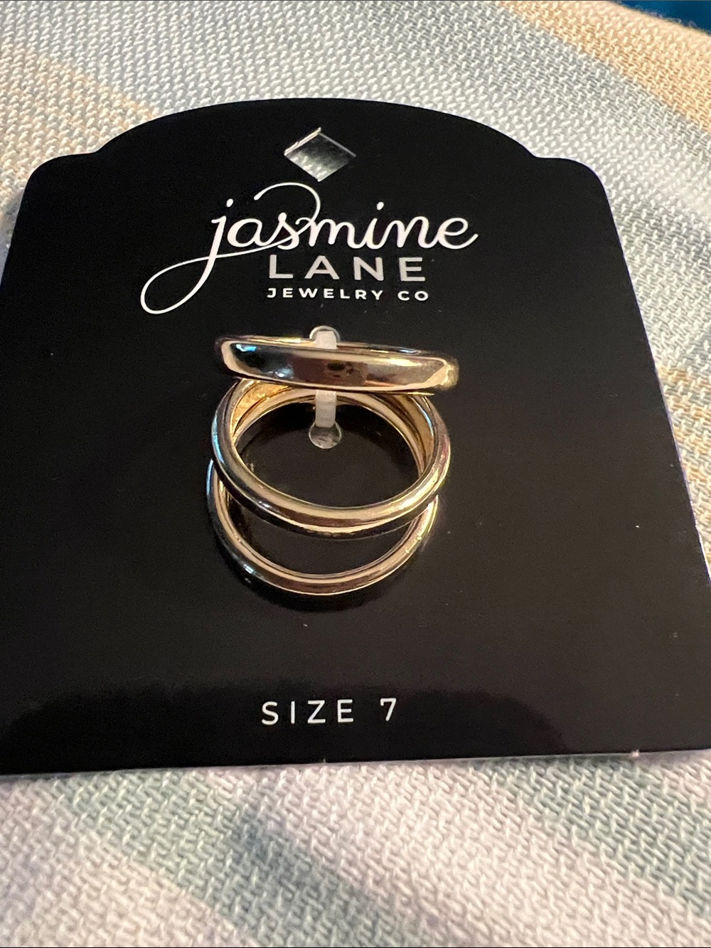 3/$18 Jasmine Lane Polished Gold Stackable Ring Trio Lot 3080